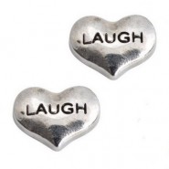 Floating Charms hartje "Laugh" Antiek zilver 9x7mm